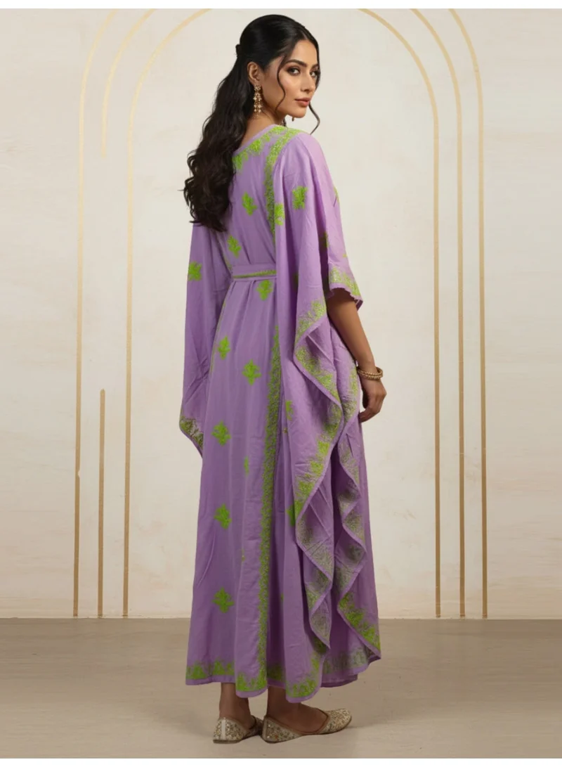 Alaya Hand Embroidered Chikankari Modal Kaftan-AL3604